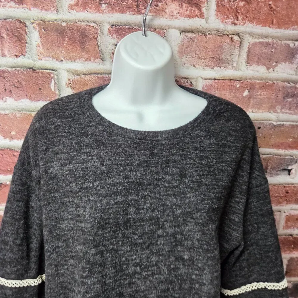 Women's JADE by JANE Ribbon Accent Sleeves Soft Knit‎ Sweater Small